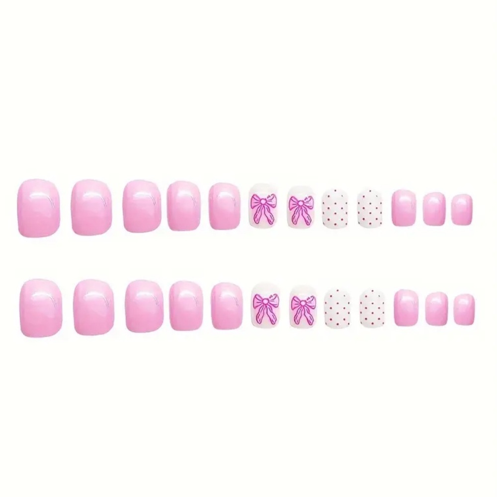 Pink and White Press on Nails. New. - Picture 2 of 3